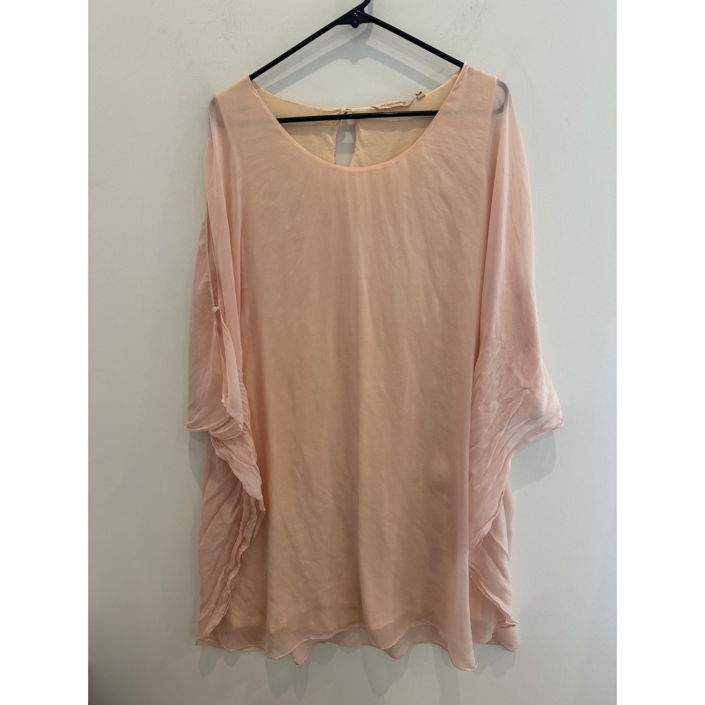 Soft Surroundings Silk Tunic Top Pink Butterfly Sleeve XL 29065